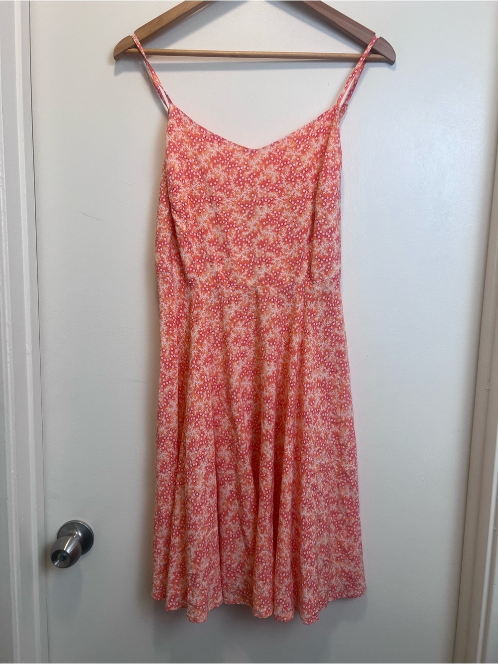 Old Navy Coral Floral Midi Dress Smocked Back Sleeveless Rayon Large